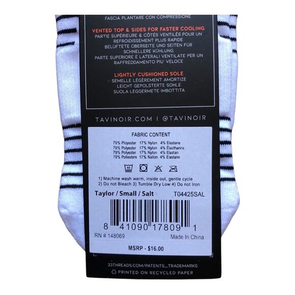 Tavi Noir NIP Lightly Cushioned Sole Thin Ultra-lite Taylor Socks Salt Small - Picture 7 of 8